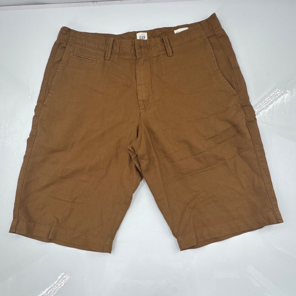GAP Mens Brown Chino Shorts Size 31 Linen Flat Front Casual Outdoors